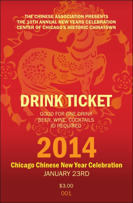 Chinese New Year Horse Drink Ticket