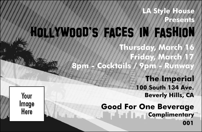 Hollywood Drink Ticket (Black and white) Product Front
