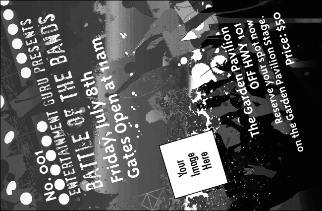 Rock Concert BW Drink Ticket Product Front