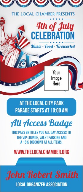 Fourth of July  Freedom VIP Event Badge Large Product Front