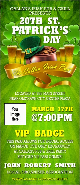 St. Patrick's Day Party VIP Event Badge Large