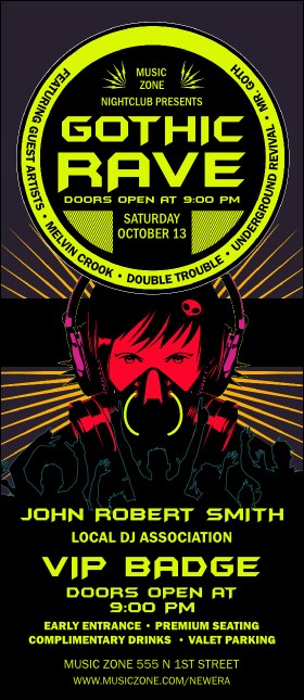 Goth Rave VIP Event Badge Large Product Front