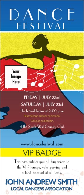 Dance Festival VIP Event Badge Large