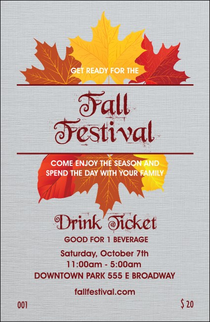 Fall Simple Drink Ticket Product Front