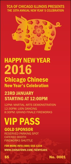 Chinese New Year Pig VIP Pass Product Front