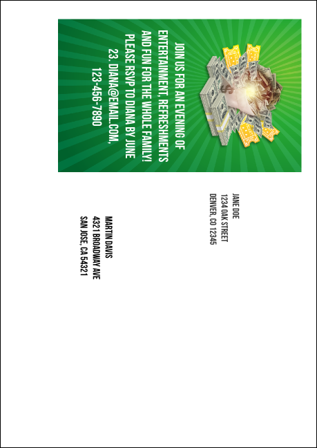 Cash Raffle Green Postcard Mailer Product Back