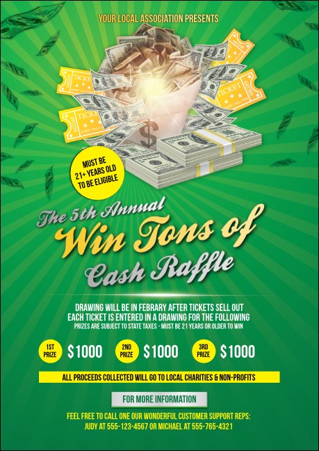 Cash Raffle Green Postcard Mailer Product Front
