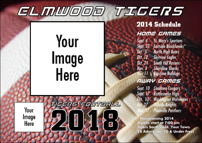 Football Schedule Postcard Mailer Product Front