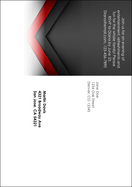 Red and Silver Postcard Mailer Product Back