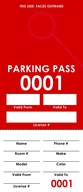Red Parking Pass (100 pack) Product Front
