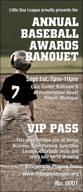 Baseball VIP Pass Product Front