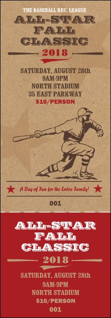 All-Star Retro Baseball Event Ticket Product Front