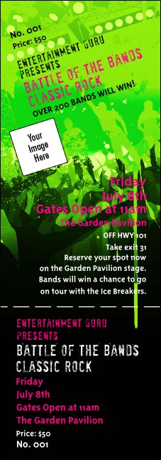 Rock Concert Green Event Ticket