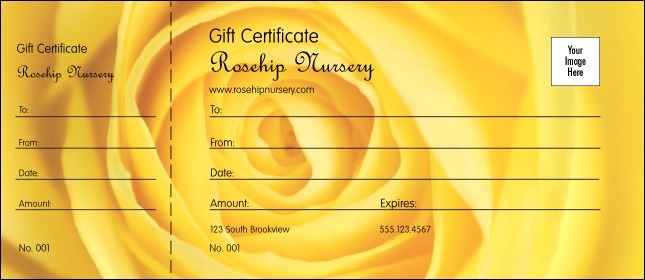 Yellow Rose Gift Certificate Product Front