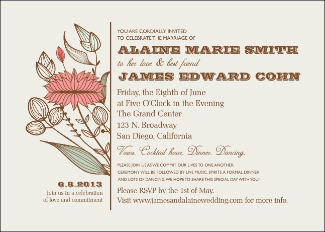 Wedding Flower Motif Postcard Product Front
