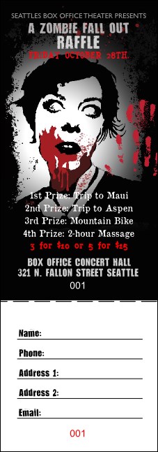 Zombie Woman Raffle Ticket Product Front