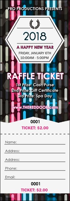 Year Neon Lights Raffle Ticket Product Front