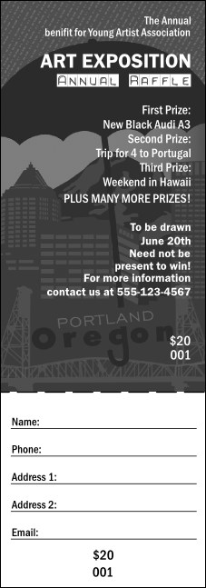 Portland Raffle Ticket (black and white) Product Front
