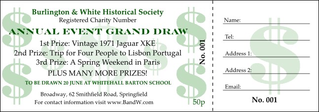 Color Money Raffle Ticket 001
