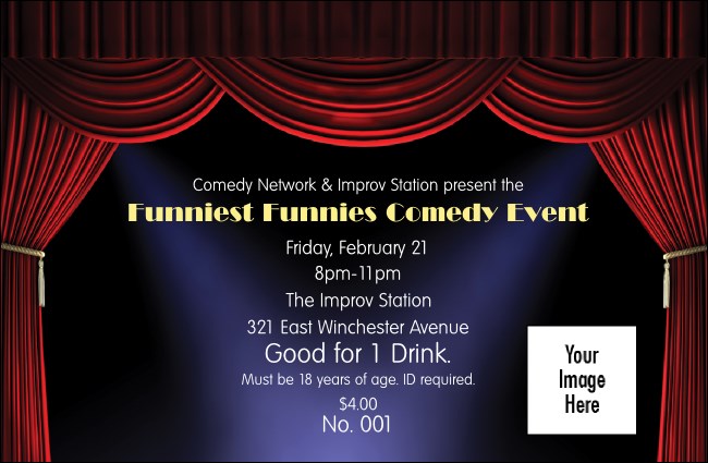 Stand Up Comedy Drink Ticket Product Front