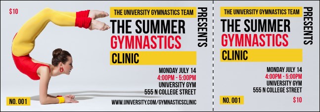 Retro Gymnastics Event Ticket Product Front