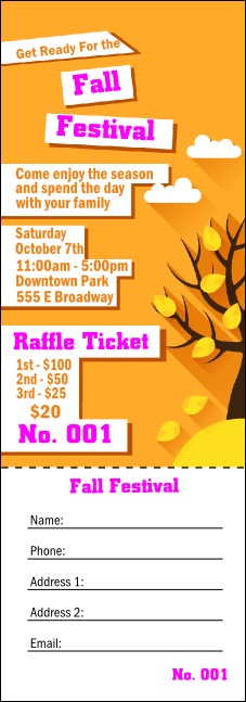 Fall Cut Paper Raffle Ticket Product Front
